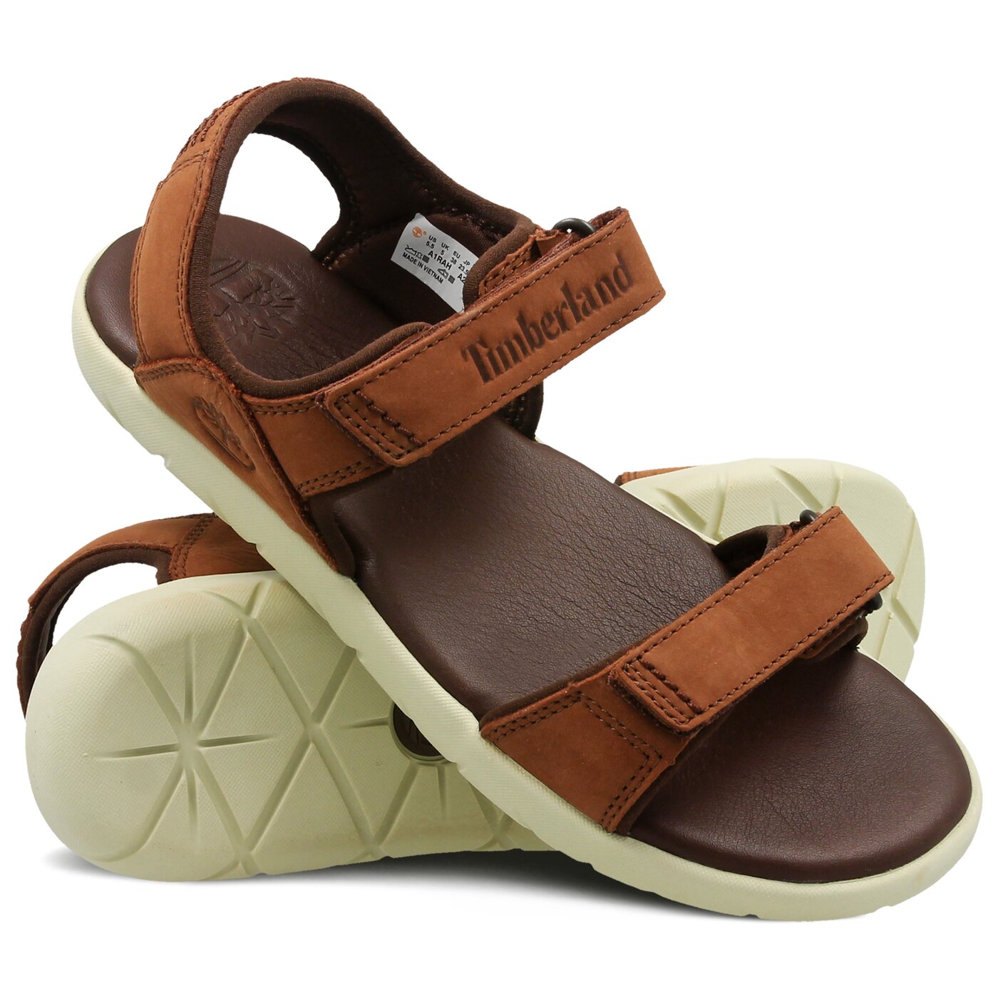 Dziecięce sandały / klapki TIMBERLAND NUBBLE SANDAL LTHR 2 STR ca1rah kolor brązowy