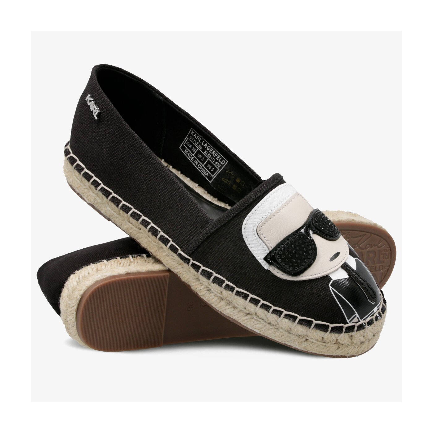 Damskie espadryle KARL LAGERFELD KAMINI KARL IKONIC SLIP ON kl80111400 kolor czarny