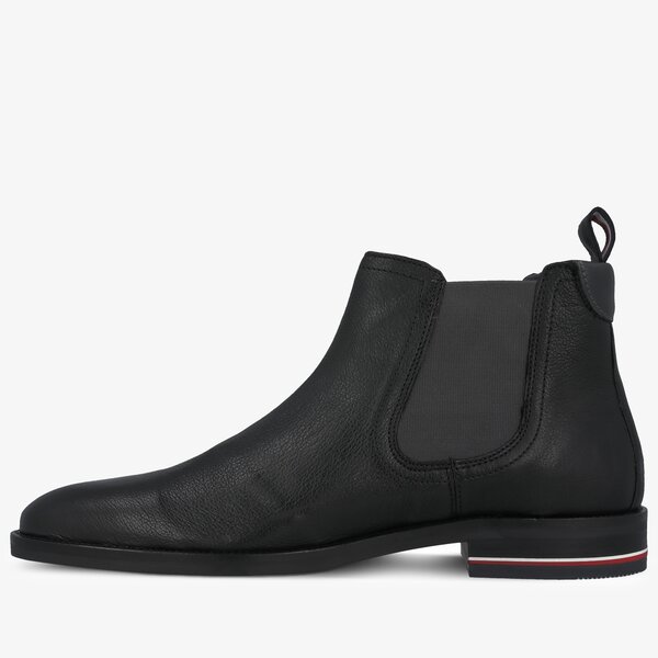 Męskie buty za kostkę TOMMY HILFIGER DOUGLAS 3A1 SIGNATURE HILFIGER LTH CHELSEA fm0fm03110bds kolor czarny