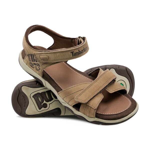 Dziecięce sandały / klapki TIMBERLAND EK OAK BLUFFS LEATHER 2 STRAP 2190a kolor brązowy