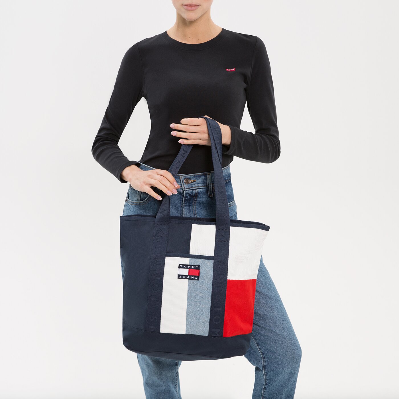 Damska torebka TOMMY HILFIGER TOREBKA TJW HERITAGE TOTE CORP aw0aw124120gy kolor multicolor