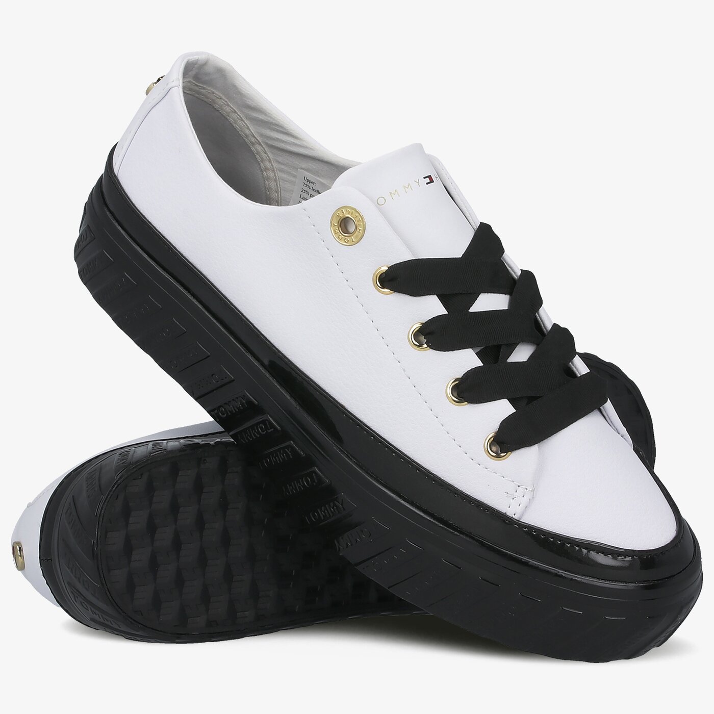 Damskie trampki TOMMY HILFIGER KELSEY 1A3 SHINY FLATFORM fw0fw05221ybr kolor biały