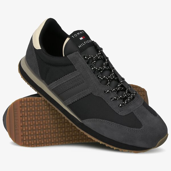 Męskie sneakersy (buty) TOMMY HILFIGER RUNNER LO 2C2 LO MIX WINTER RUNNER STRIPES fm0fm03004bds kolor czarny