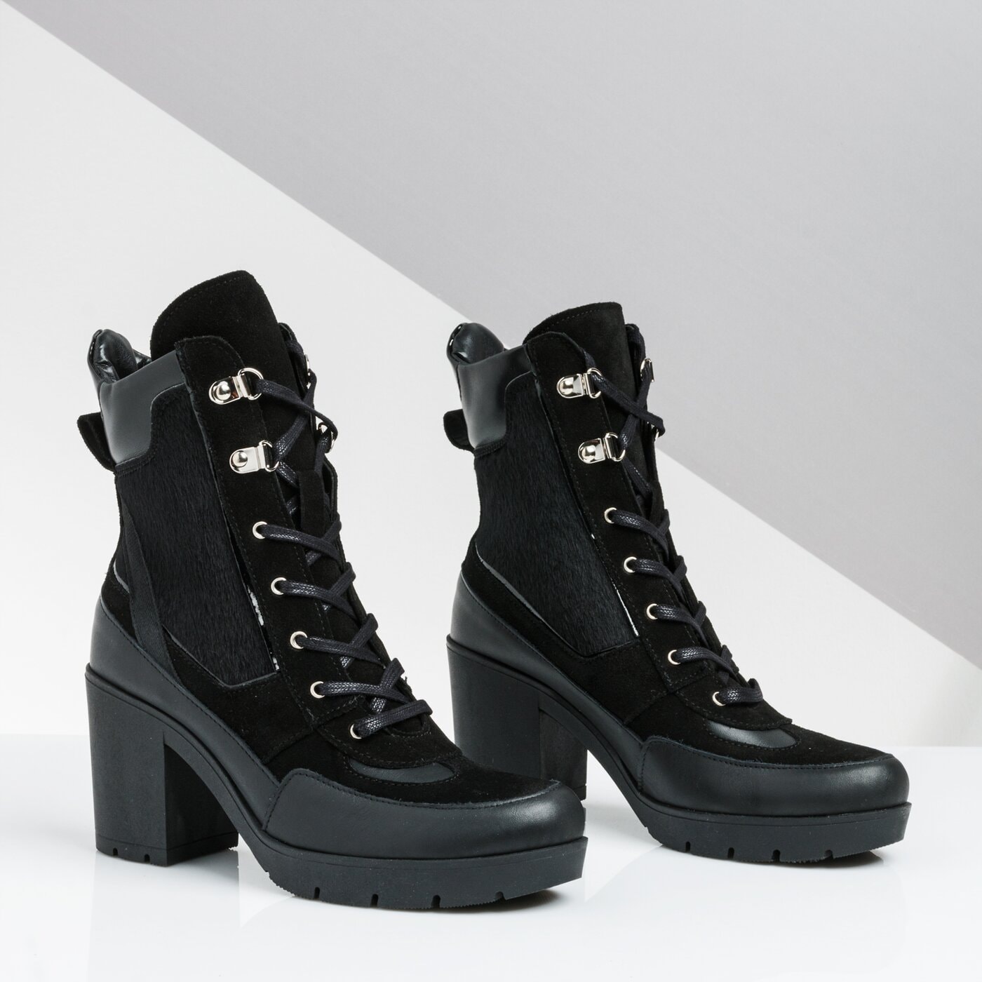 Damskie botki / sztyblety SYMBIOSIS COMBAT STYLE  sywc219015 kolor czarny