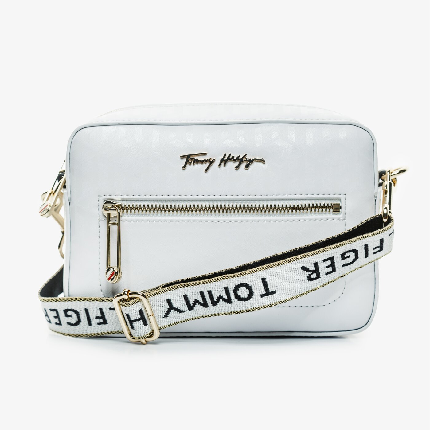 Damska torebka TOMMY HILFIGER TOREBKA ICONIC TOMMY CAMERA BAG MONOGRAM aw0aw09653yaf kolor biały