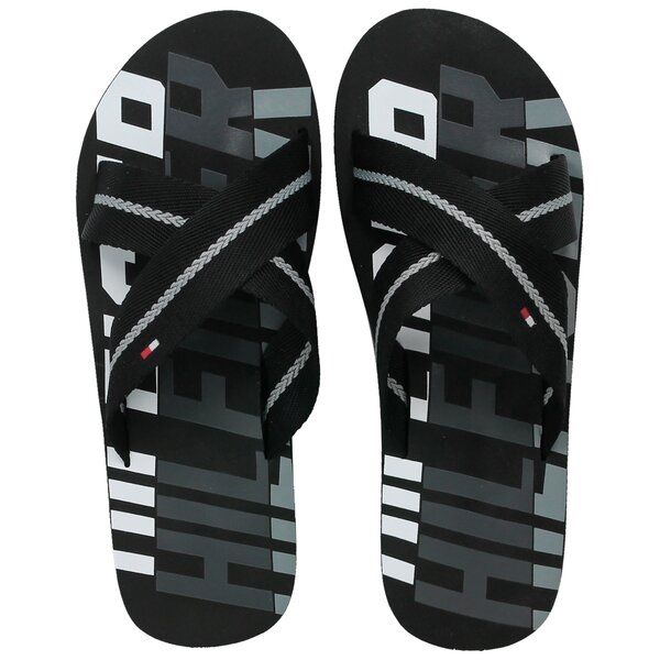 Męskie klapki TOMMY HILFIGER BOLD HILFIGER CROSS BEACH SANDAL fm0fm01377990 kolor czarny
