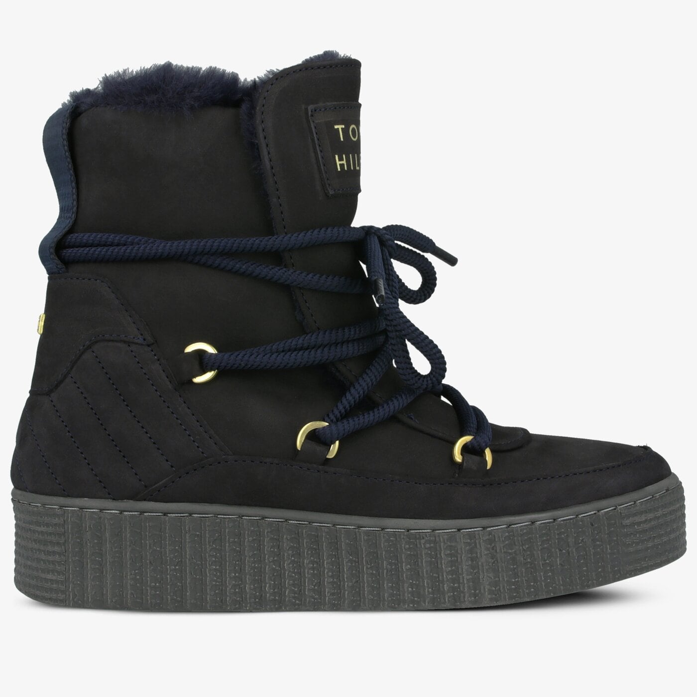 Damskie botki / sztyblety TOMMY HILFIGER COSY BOOTIE fw0fw04401463 kolor granatowy