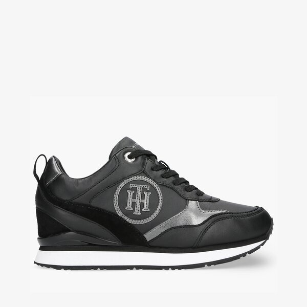 Damskie sneakersy (buty) TOMMY HILFIGER METALLIC DRESSY WEDGE SNEAKER fw0fw05801bds kolor czarny