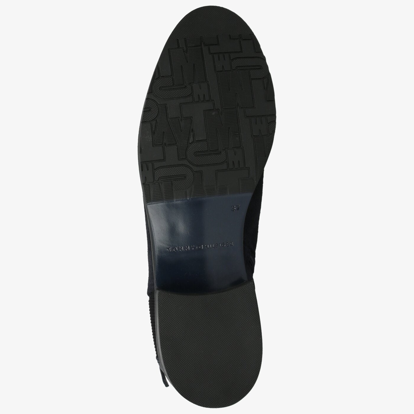 Damskie botki / sztyblety TOMMY HILFIGER TH HARDWARE SUEDE FLAT BOOTIE fw0fw04281403 kolor granatowy