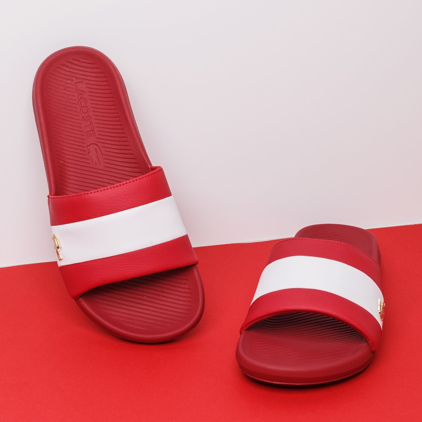 Męskie klapki LACOSTE CROCO SLIDE 120 3 US CMA 739cma006117k kolor czerwony