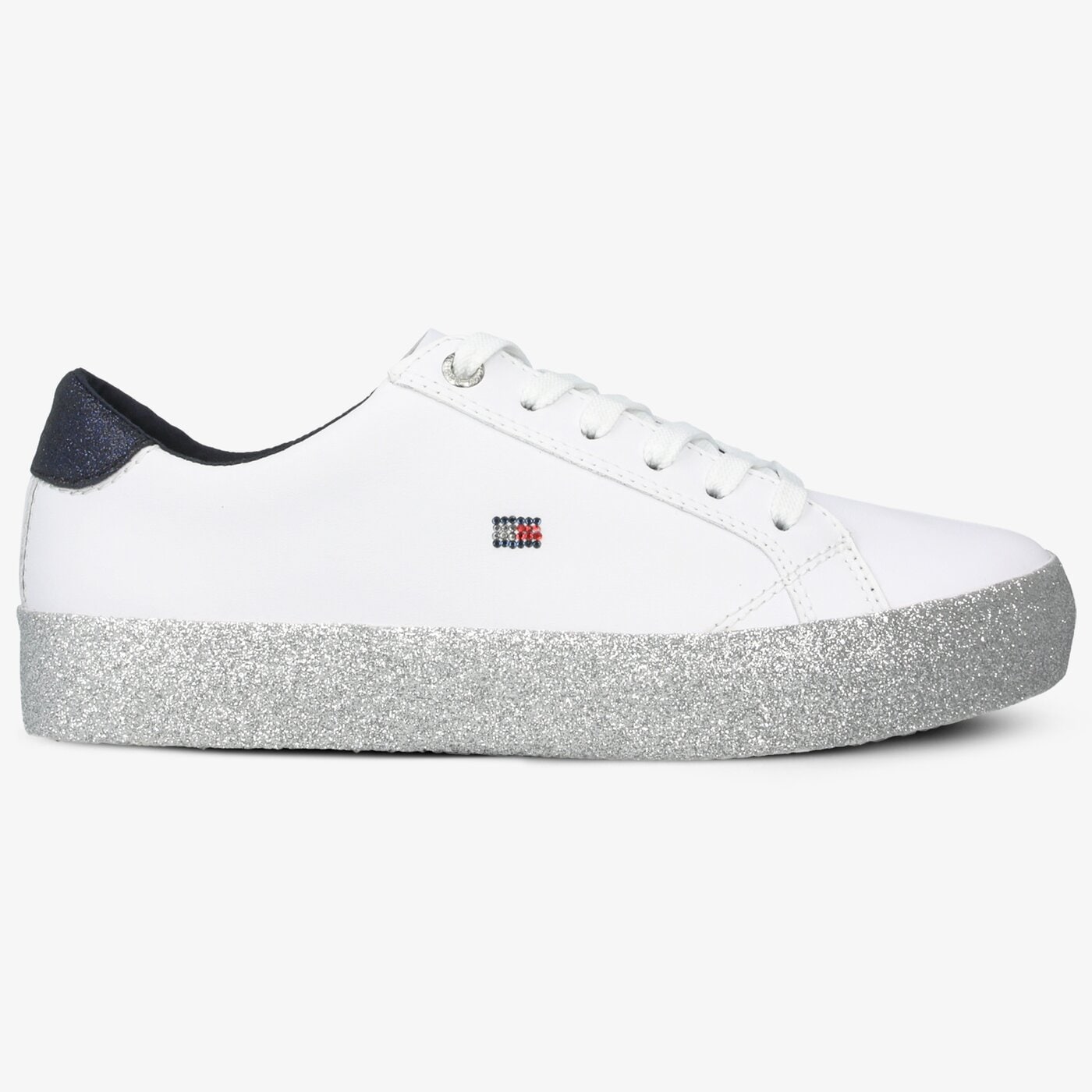 Damskie trampki TOMMY HILFIGER CORPORATE CRYSTAL DRESS SNEAKER fw0fw04296100 kolor biały