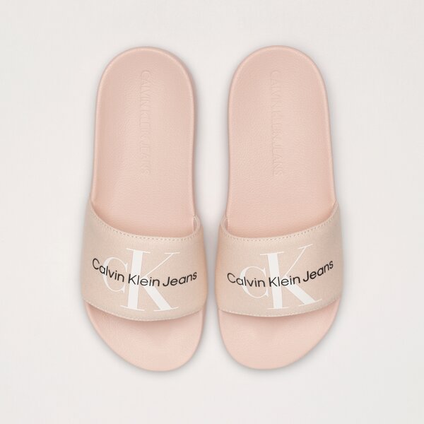 Damskie klapki CALVIN KLEIN SLIDE MONOGRAM CO yw0yw001030jw kolor beżowy