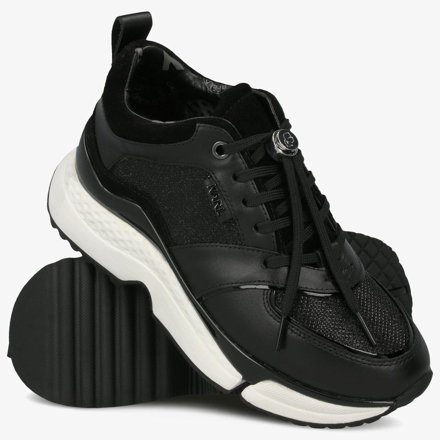 Damskie sneakersy (buty) KARL LAGERFELD AVENTUR LUX MIX LACE  kl61631400 kolor czarny