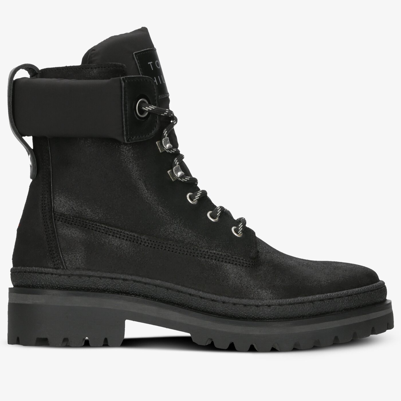 Damskie botki / sztyblety TOMMY HILFIGER SPORTY OUTDOOR LACE UP BOOTIE fw0fw04343bds kolor czarny