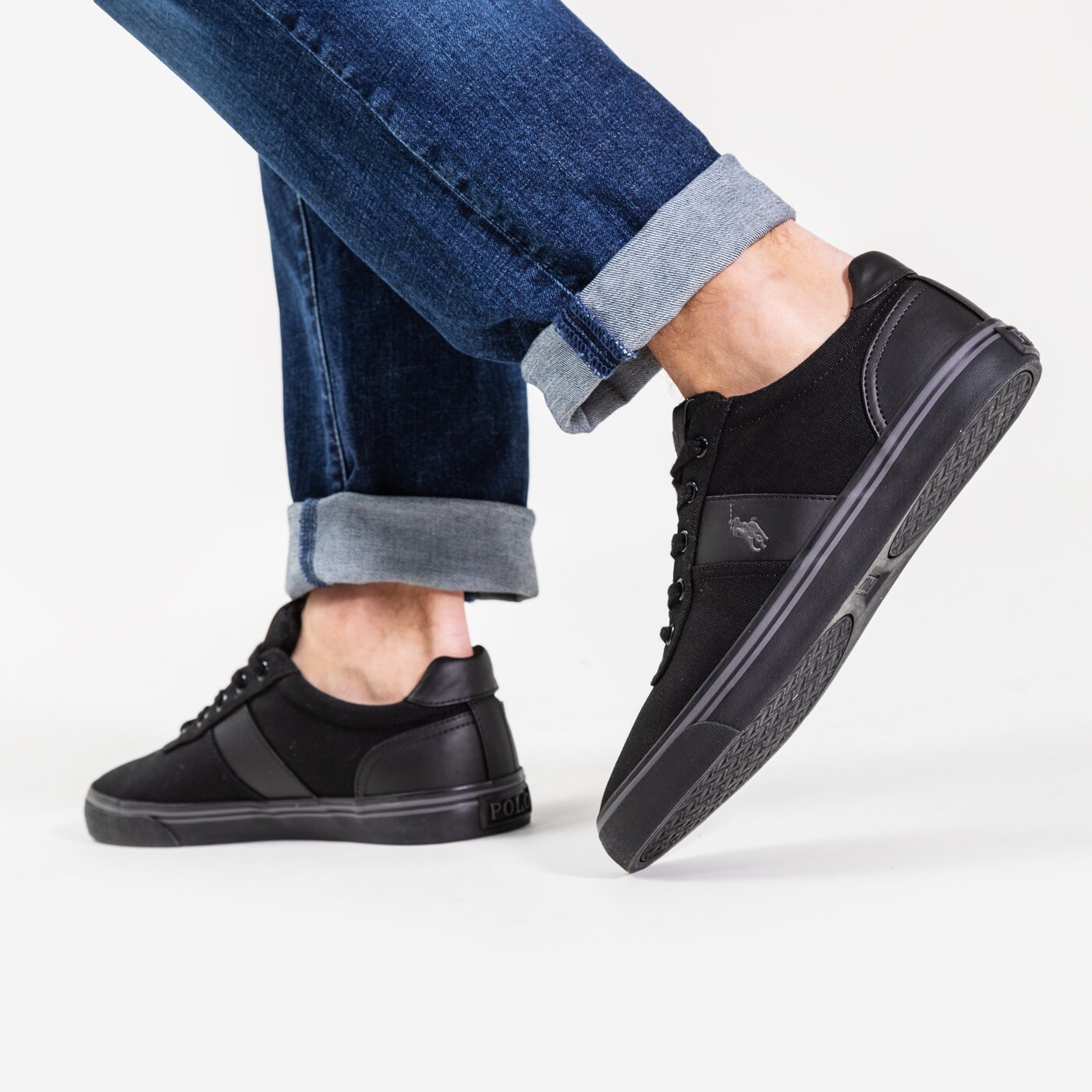 Męskie trampki POLO RL HANFORD NE BLACK/CHARCOAL/BLACK CANVAS 816176919c43 kolor czarny