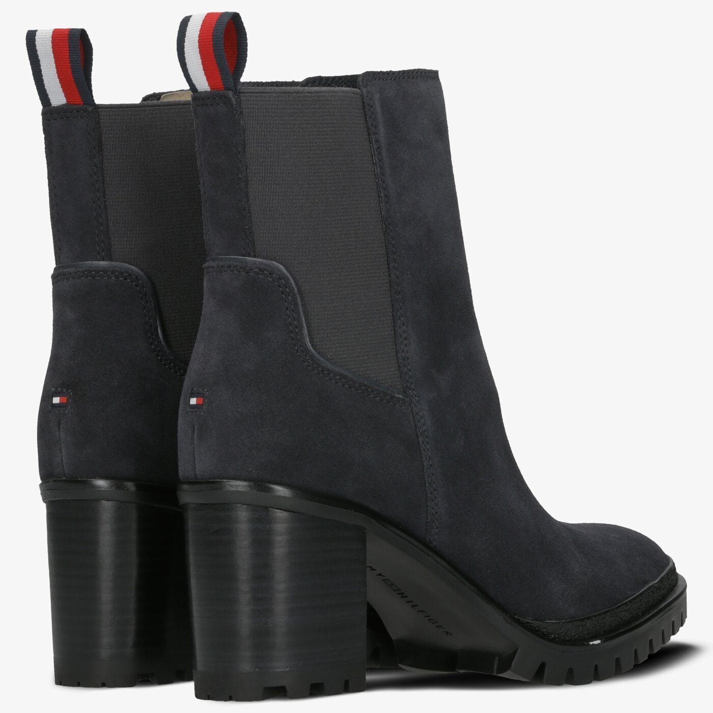 Damskie botki / sztyblety TOMMY HILFIGER SPORTY MID HEEL CHELSEA fw0fw04342022 kolor granatowy