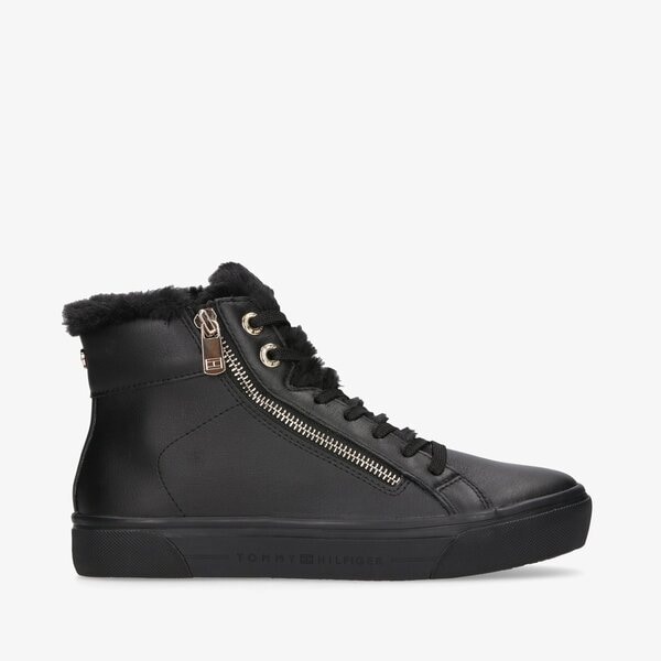 Damskie sneakersy (buty) TOMMY HILFIGER CASUAL WARMLINED TH MID SNEAKER  fw0fw05226bds kolor czarny