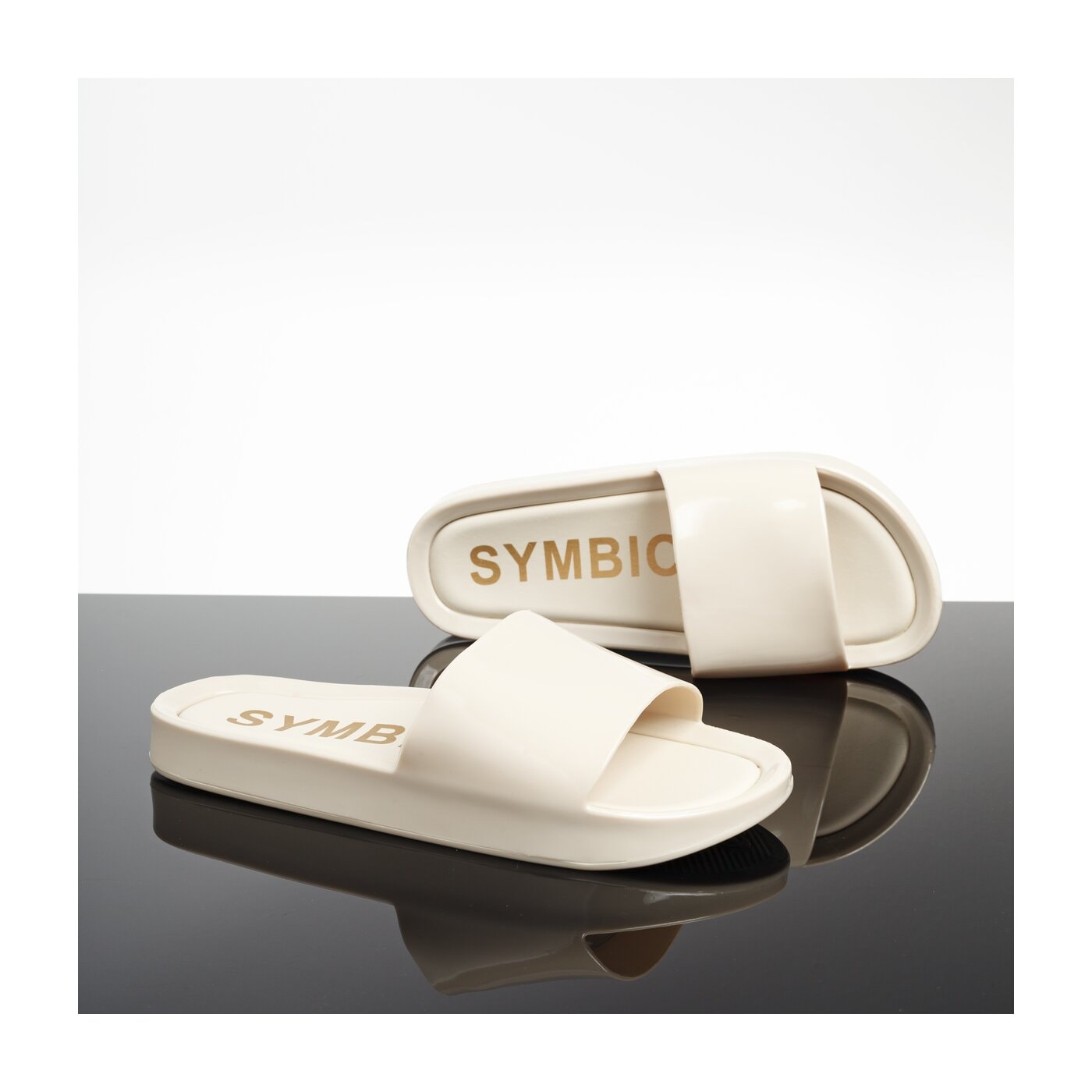 Damskie klapki SYMBIOSIS INES SLIDES syws119002 kolor beżowy