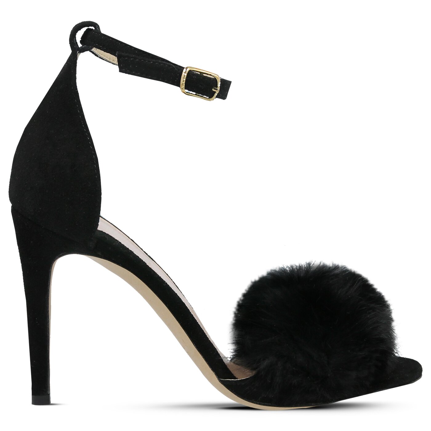 Damskie sandały SYMBIOSIS LISA FUR SANDALS CZARNE 1107002 kolor czarny