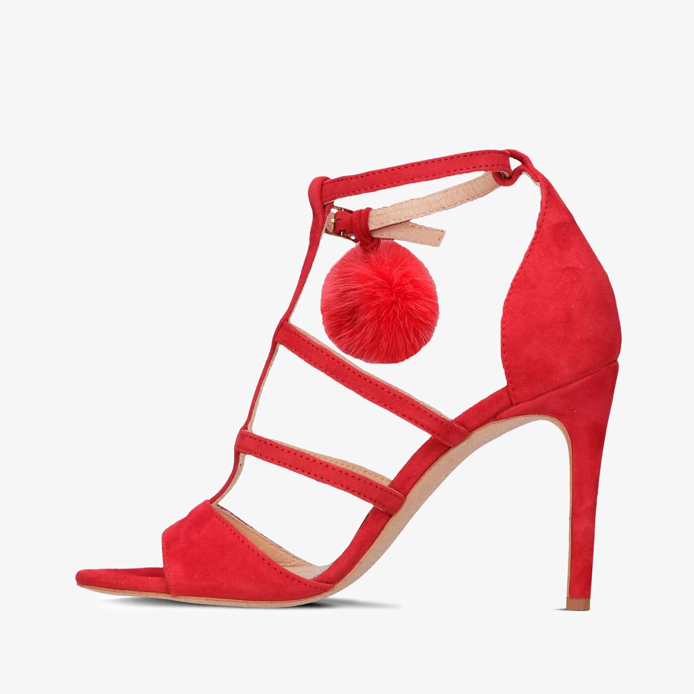 Damskie sandały SYMBIOSIS FELICITY FUR SANDALS CZERWONE 1104134 kolor czerwony