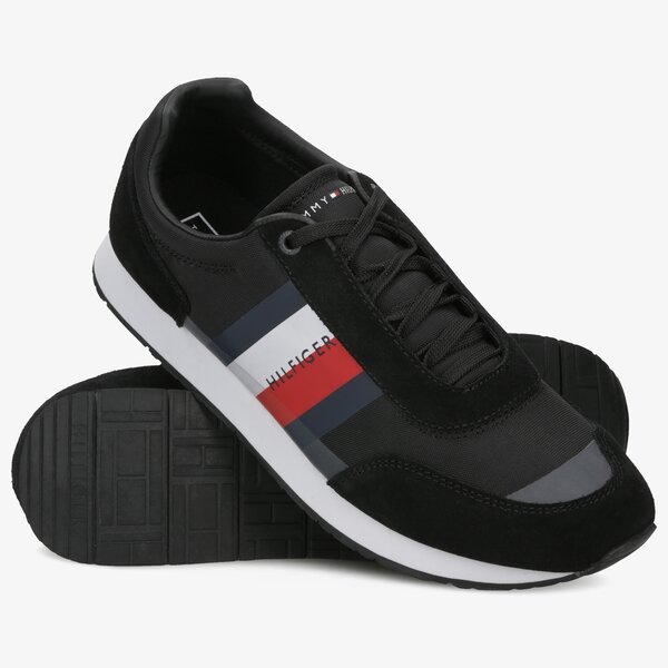 Męskie sneakersy (buty) TOMMY HILFIGER CORPORATE MIX FLAG RUNNER fm0fm02379990 kolor czarny
