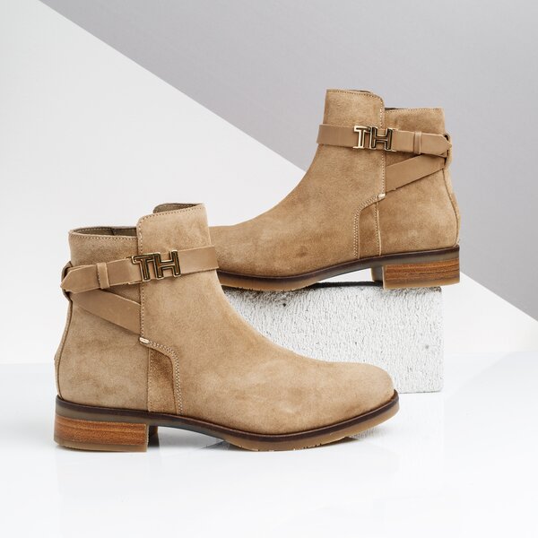 Damskie botki / sztyblety TOMMY HILFIGER CORPORATE RIBBON BIKERBOOT fw0fw04326990 kolor czarny