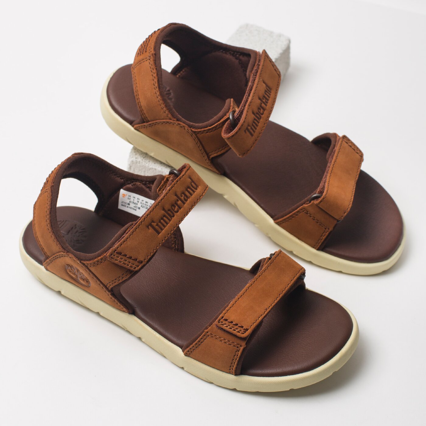 Dziecięce sandały / klapki TIMBERLAND NUBBLE SANDAL LTHR 2 STR ca1rah kolor brązowy