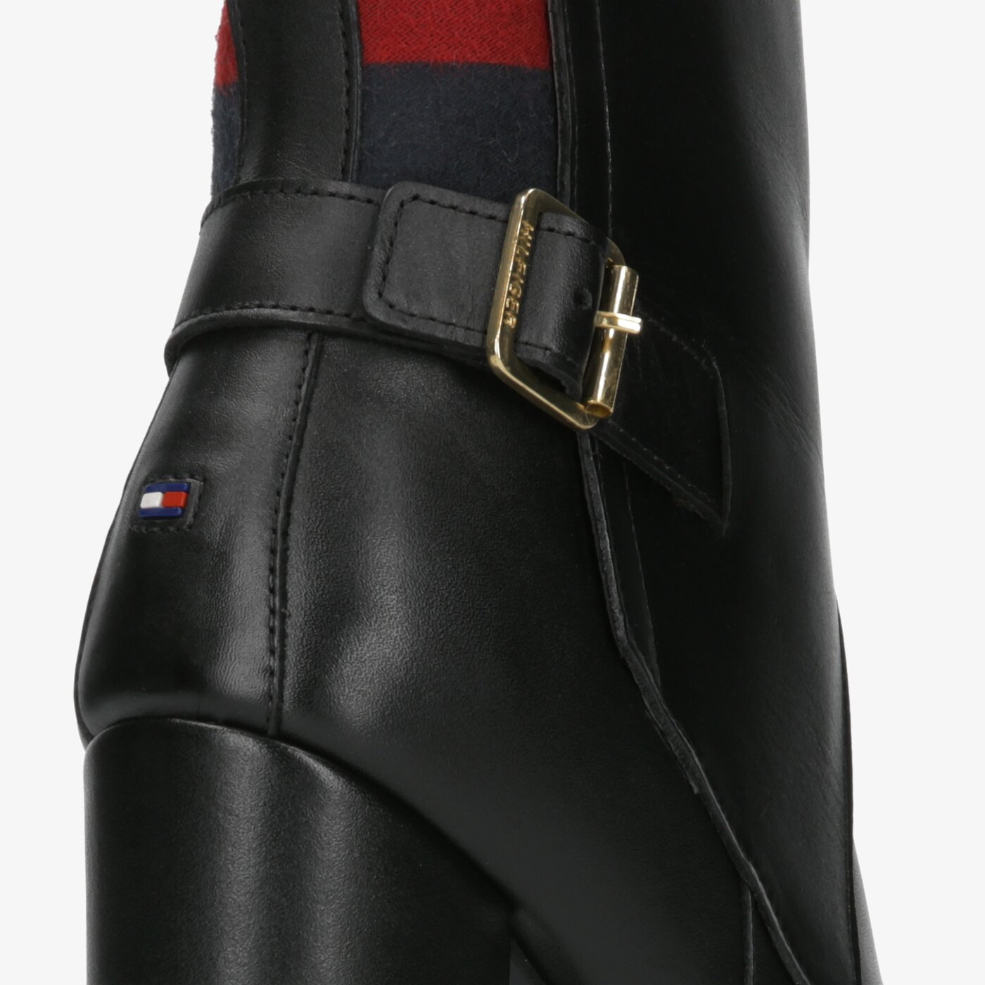 Damskie botki / sztyblety TOMMY HILFIGER MODERN BLANKET HIGH BOOTIE fw0fw04333990 kolor czarny