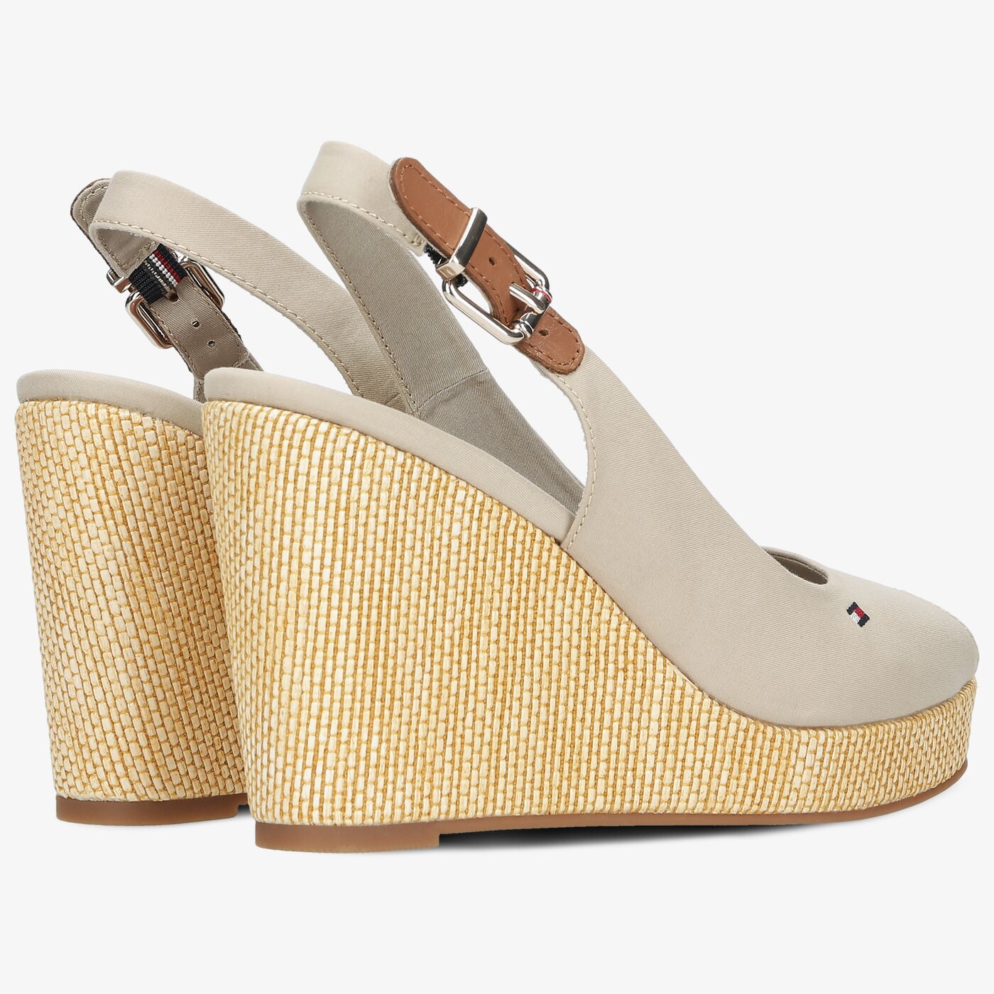 Damskie sandały TOMMY HILFIGER ICONIC ELENA SLING BACK WEDGE fw0fw04789aep kolor beżowy