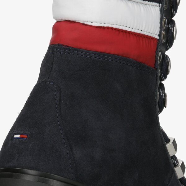 Damskie botki / sztyblety TOMMY HILFIGER PADDED NYLON LACE UP BOOT en0en00613403 kolor granatowy