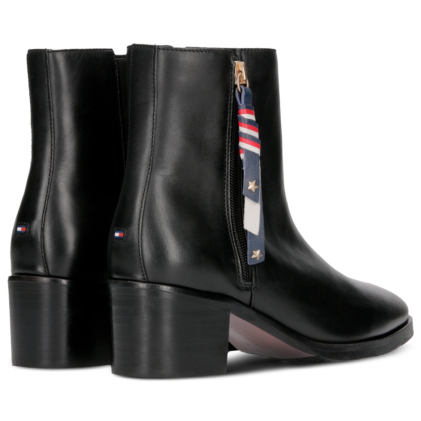 Damskie botki / sztyblety TOMMY HILFIGER CORPORATE TASSEL MID HEEL BOOT fw0fw03430990 kolor czarny