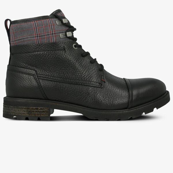 Męskie buty za kostkę TOMMY HILFIGER WINTER LEATHER TEXTILE MIX BOOT fm0fm02431990 kolor czarny