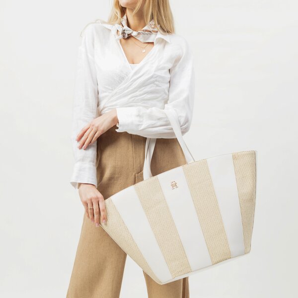 Damska torebka TOMMY HILFIGER TOREBKA TH SUMMER TOTE aw0aw144840f4 kolor beżowy