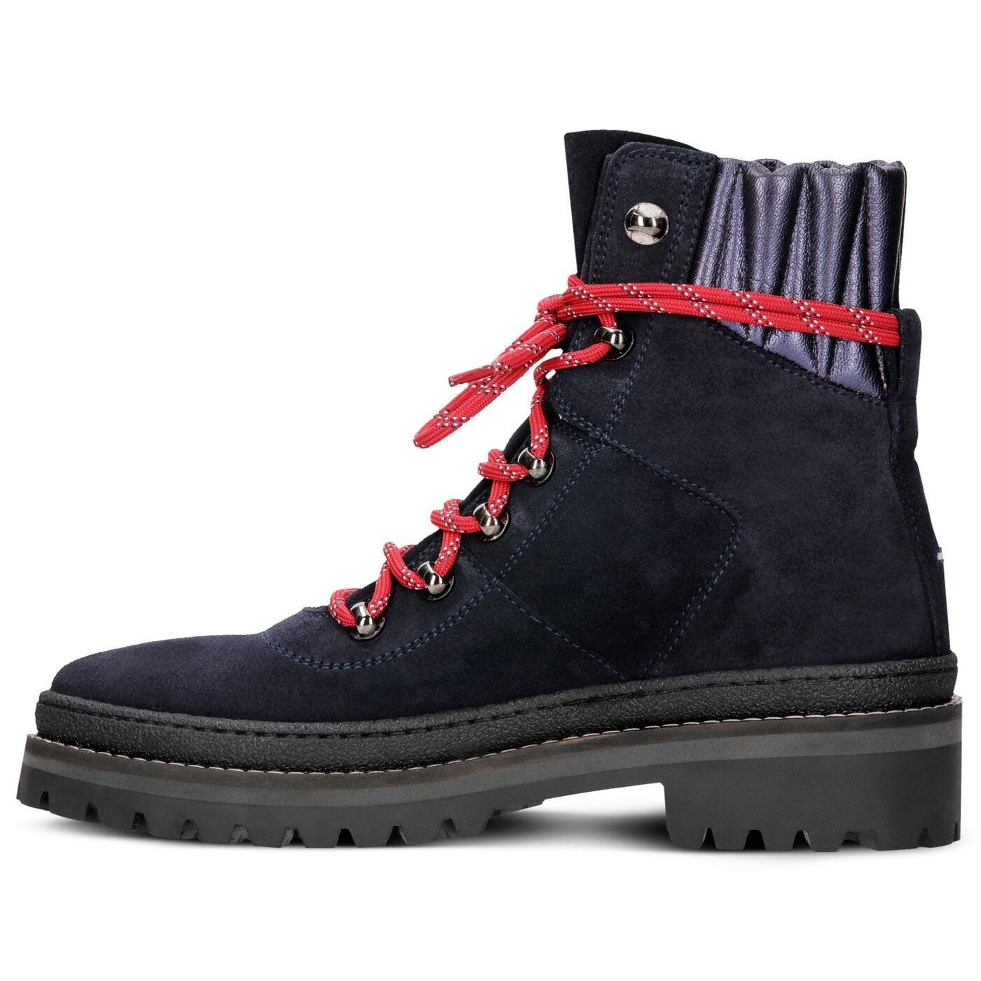 Damskie botki / sztyblety TOMMY HILFIGER MODERN HIKING BOOT SUEDE fw0fw03048403 kolor granatowy