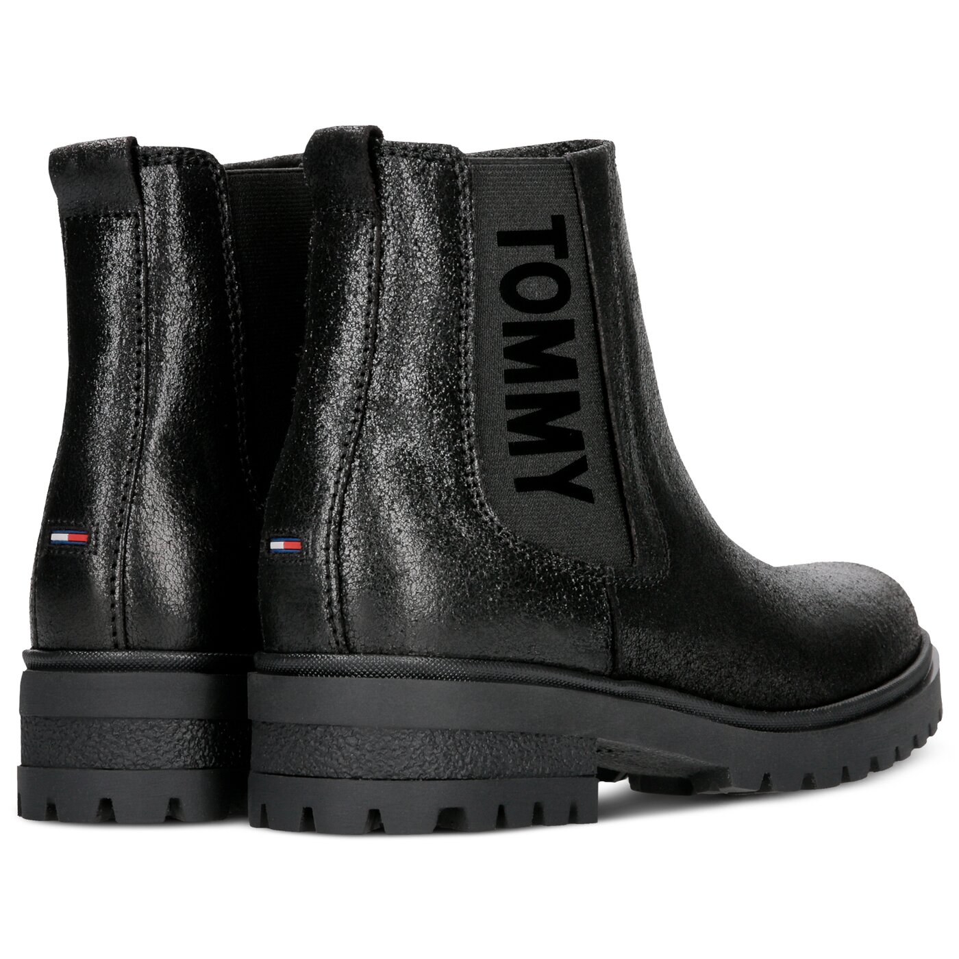 Damskie botki / sztyblety TOMMY HILFIGER METALLIC CLEATED CHELSEA BOOT en0en00341990 kolor czarny