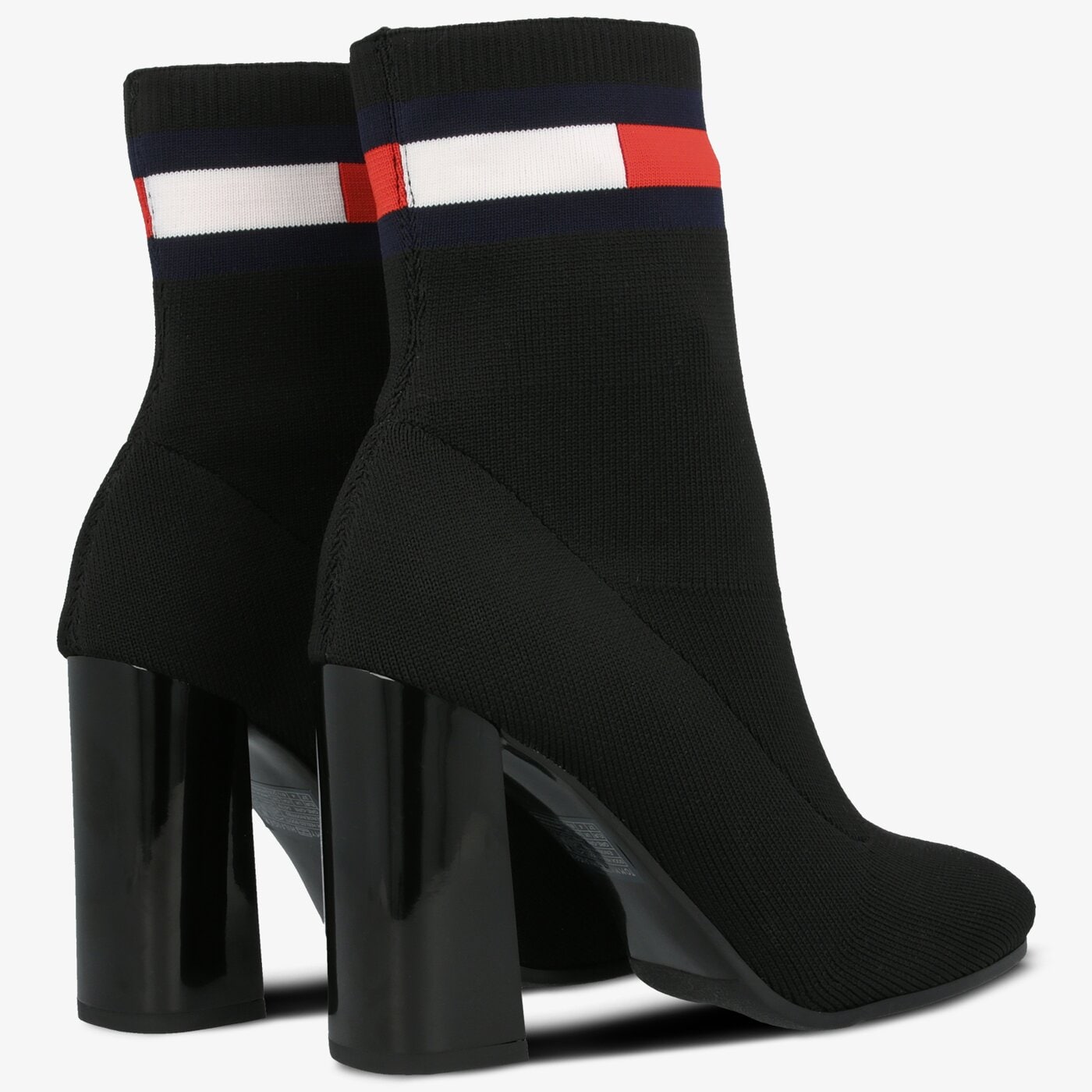 Damskie botki / sztyblety TOMMY HILFIGER SOCK HEELED BOOT en0en00703bds kolor czarny