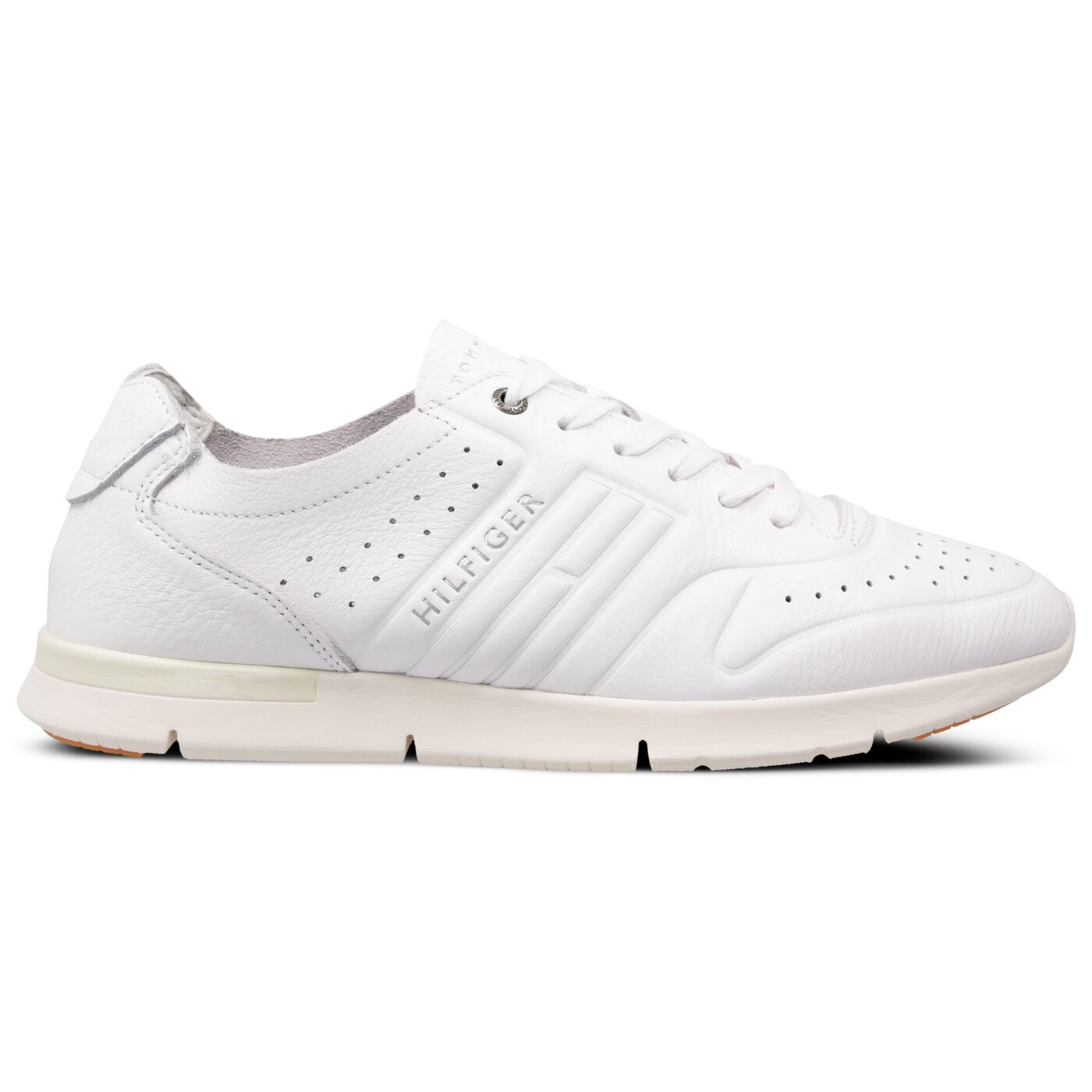 Męskie sneakersy (buty) TOMMY HILFIGER UNLINED TH LIGHT LEATHER RUNNER fm0fm01630100 kolor biały