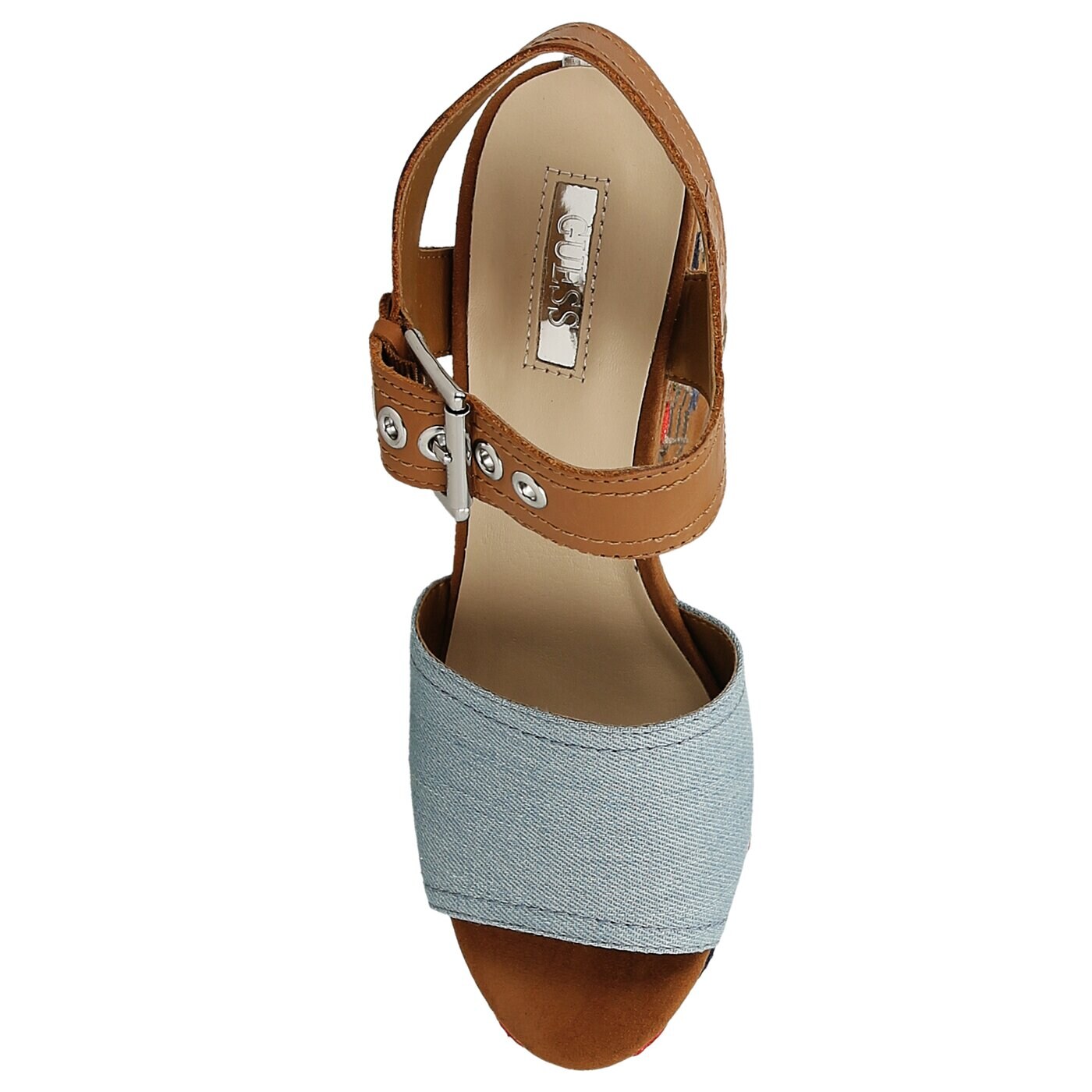 Damskie sandały GUESS CARALIN flcaa1den03blue kolor niebieski