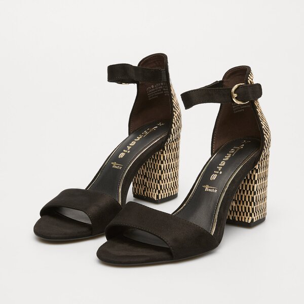 Damskie szpilki / czółenka TAMARIS BLACK COMB HIGH SANDALS 12835642098 kolor czarny