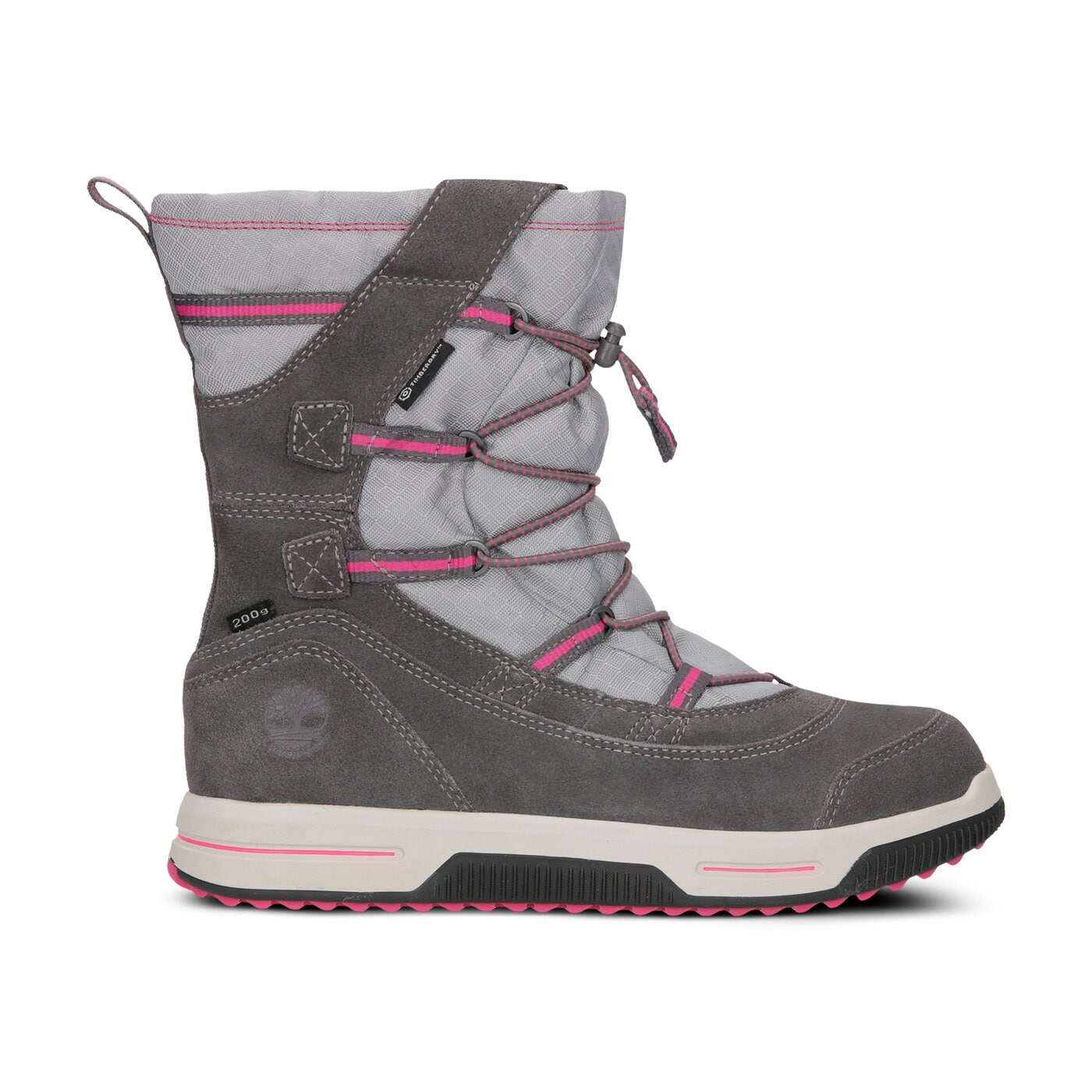 Dziecięce buty outdoor / trekkingowe TIMBERLAND SNOW STOMPER PULL ON WP a1uj7 kolor szary