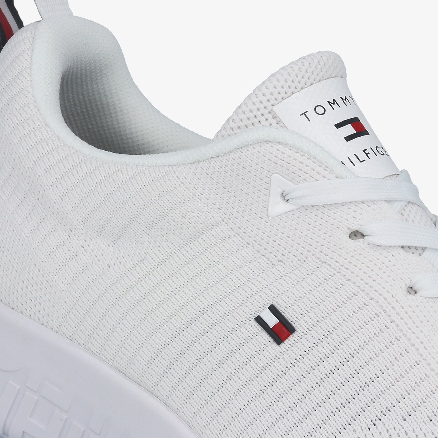 Męskie sneakersy (buty) TOMMY HILFIGER CORPORATE KNIT RIB RUNNER fm0fm02838ybr kolor biały