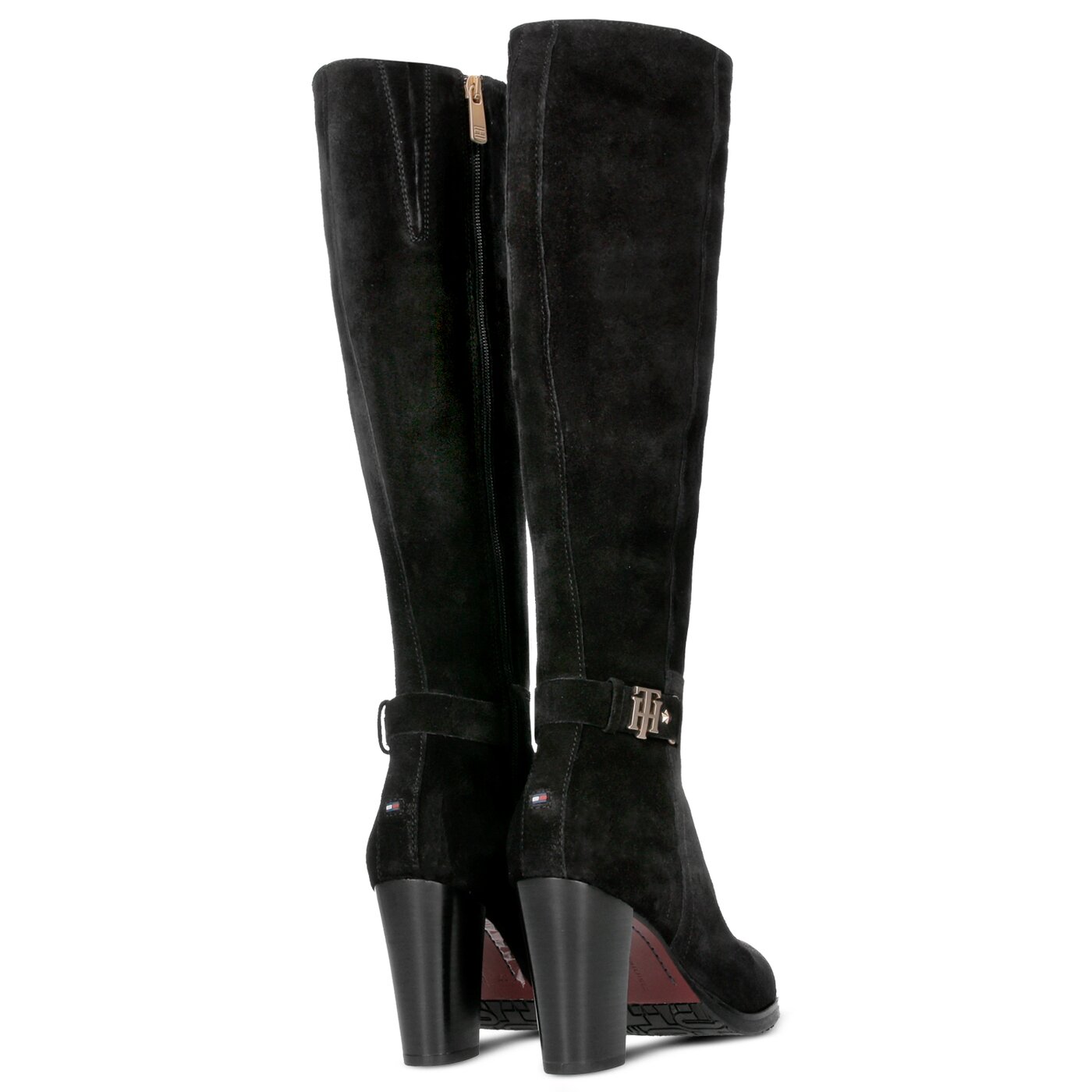 Damskie kozaki TOMMY HILFIGER BASIC HIKING HEELED BOOT SUEDE fw0fw03631990 kolor czarny