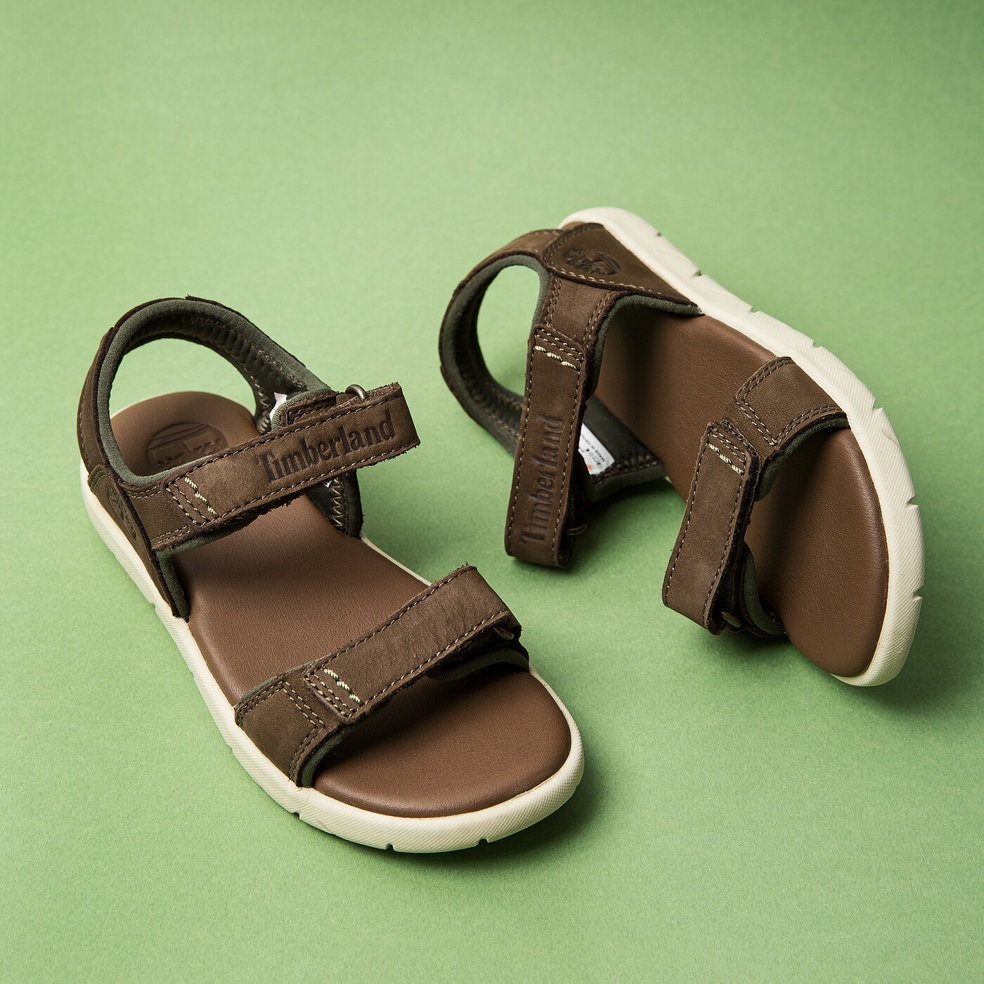 Dziecięce sandały / klapki TIMBERLAND NUBBLE SANDAL LTHR 2 STR ca1rag kolor khaki