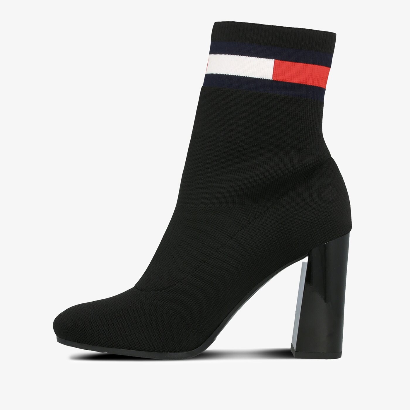 Damskie botki / sztyblety TOMMY HILFIGER SOCK HEELED BOOT en0en00703bds kolor czarny