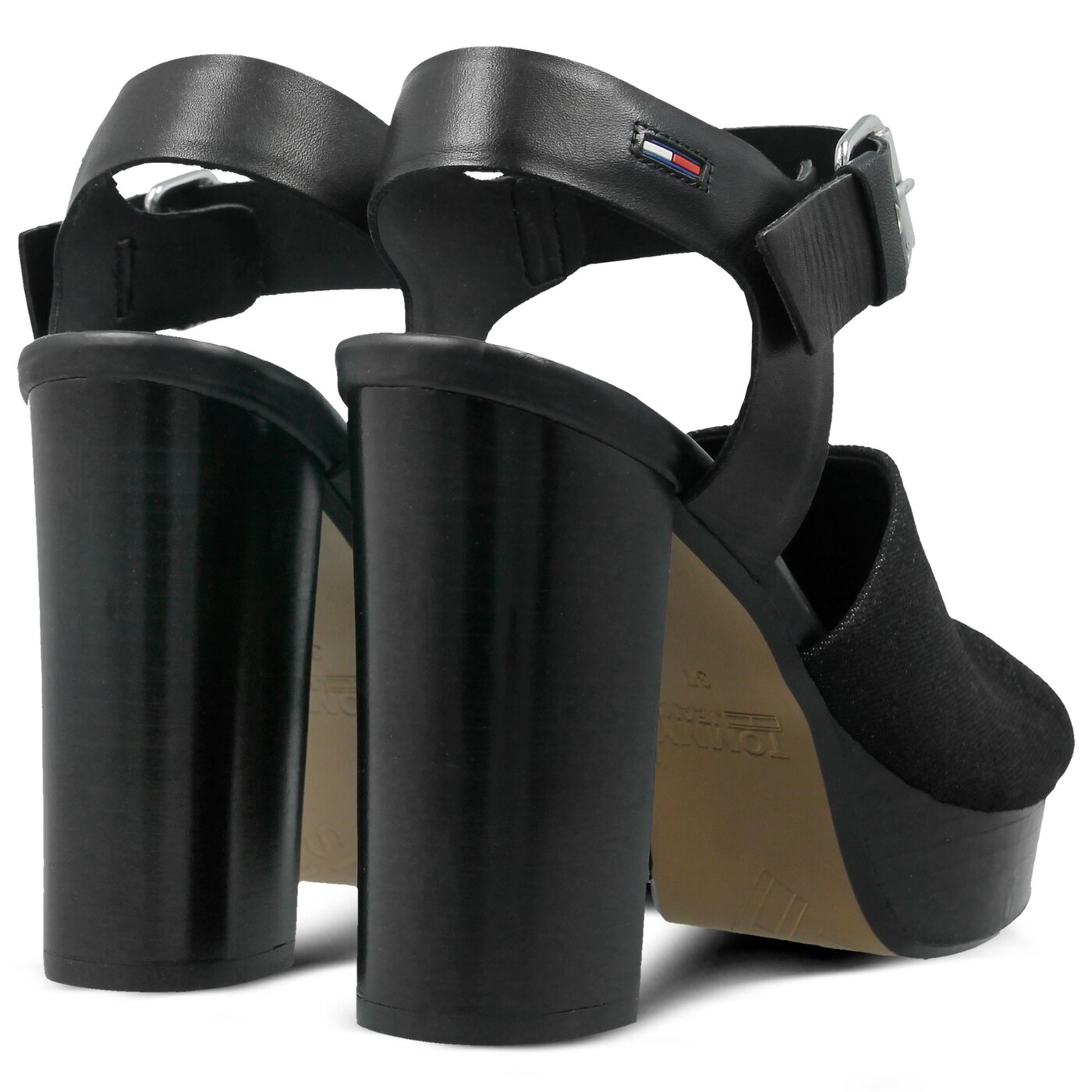 Damskie sandały TOMMY HILFIGER DENIM ZIPPER SANDAL HIGH HEEL en0en00117990 kolor czarny