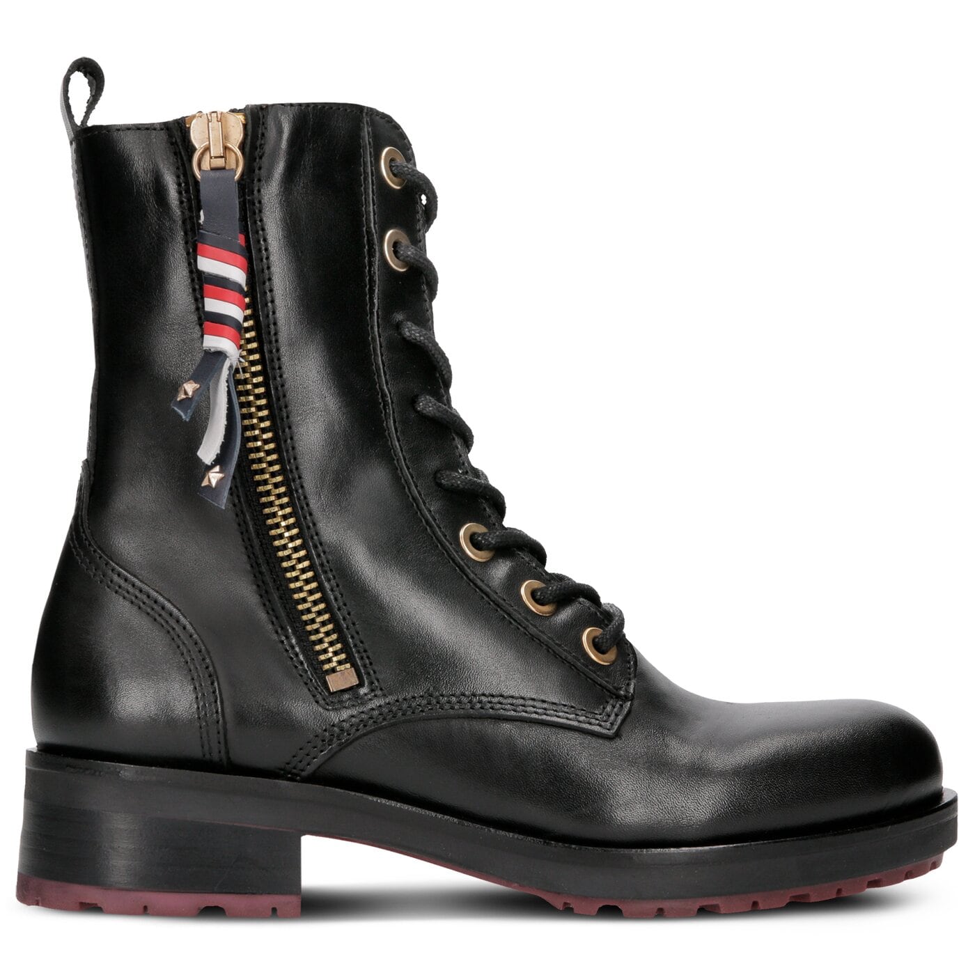 Damskie botki / sztyblety TOMMY HILFIGER CORPORATE TASSEL BIKER BOOT fw0fw03585990 kolor czarny