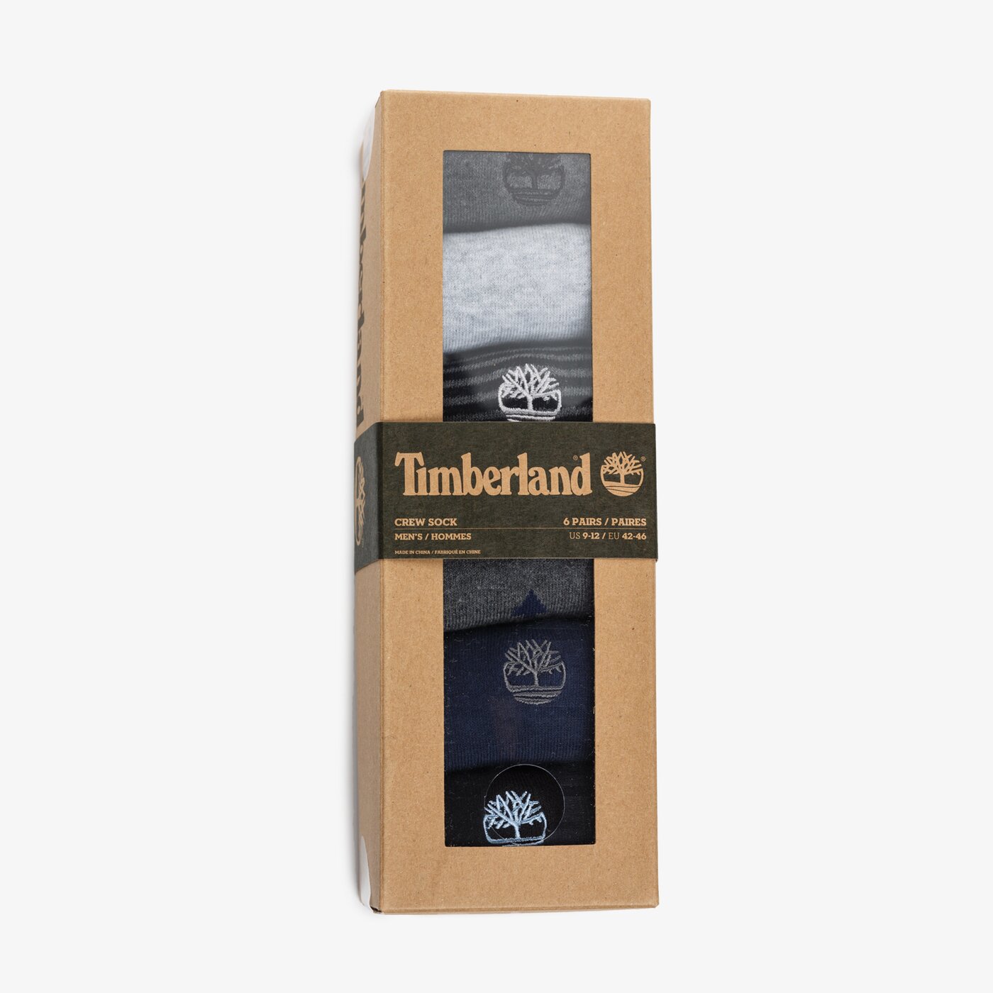 Męskie skarpetki TIMBERLAND SKARPETY 6PP GEO STRIPE GIFTBOX tb0a1ev60101 kolor szary