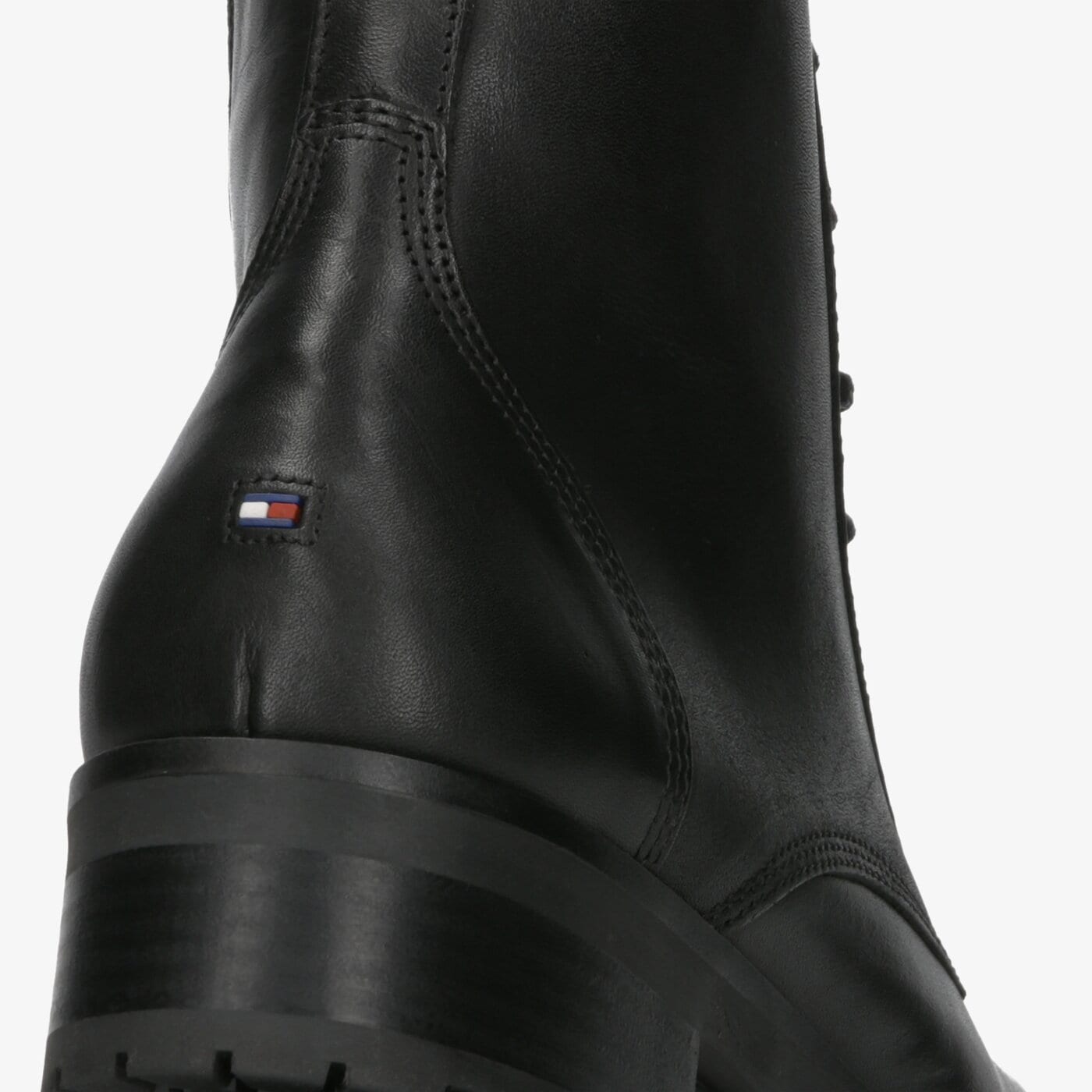 Damskie botki / sztyblety TOMMY HILFIGER CORPORATE RIBBON BIKERBOOT fw0fw04326990 kolor czarny