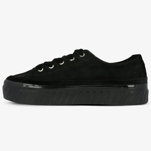 Damskie trampki TOMMY HILFIGER VELVET LACE FLATFORM SNEAKER fw0fw04311990 kolor czarny