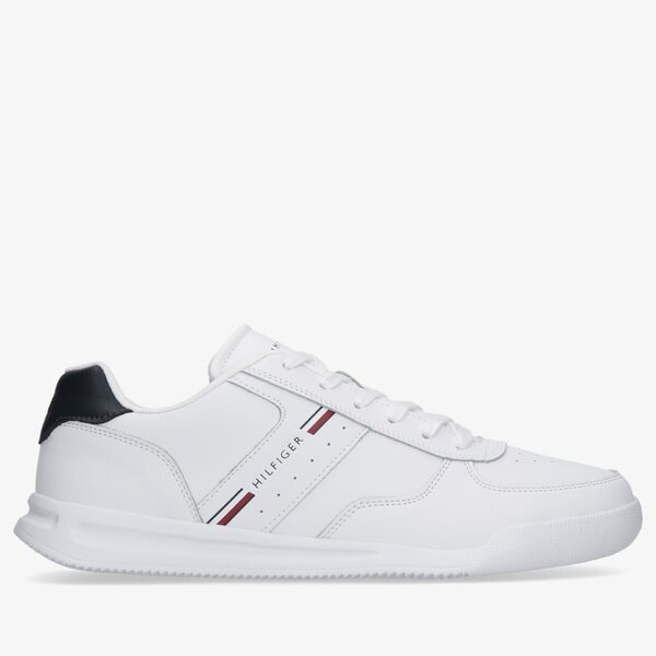 Męskie sneakersy (buty) TOMMY HILFIGER LIGHTWEIGHT LEA SNEAKER STRIPES fm0fm04016ybr kolor biały
